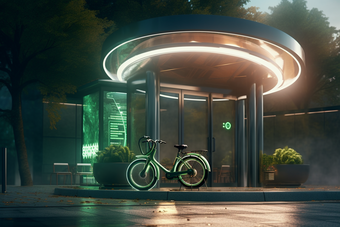 城市太阳能充电自行车站效果摄影图47