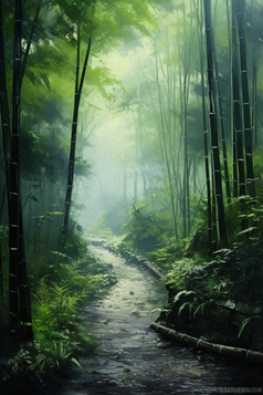 自然雨雾气竹子森林完整的活力小道摄影图20