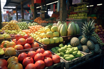 市场中的蔬果摊位摄影图2

