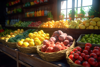 市场中的蔬果摊位摄影图1