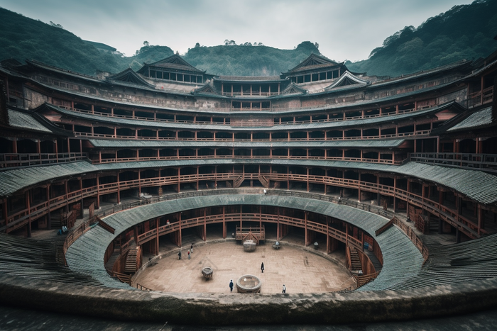 福建客家土楼建筑摄影图图片-包图网