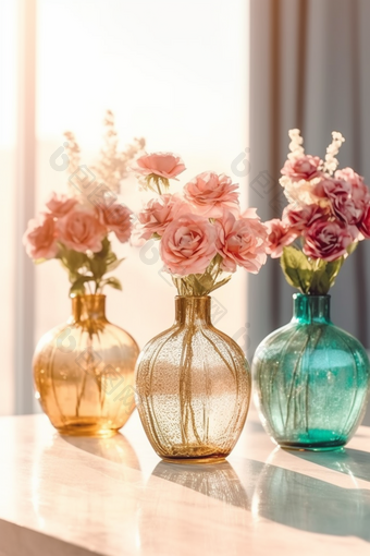 插满鲜花的花瓶浪漫生活
