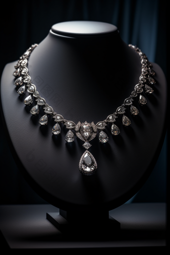 高级钻石项链展示珍珠佩戴