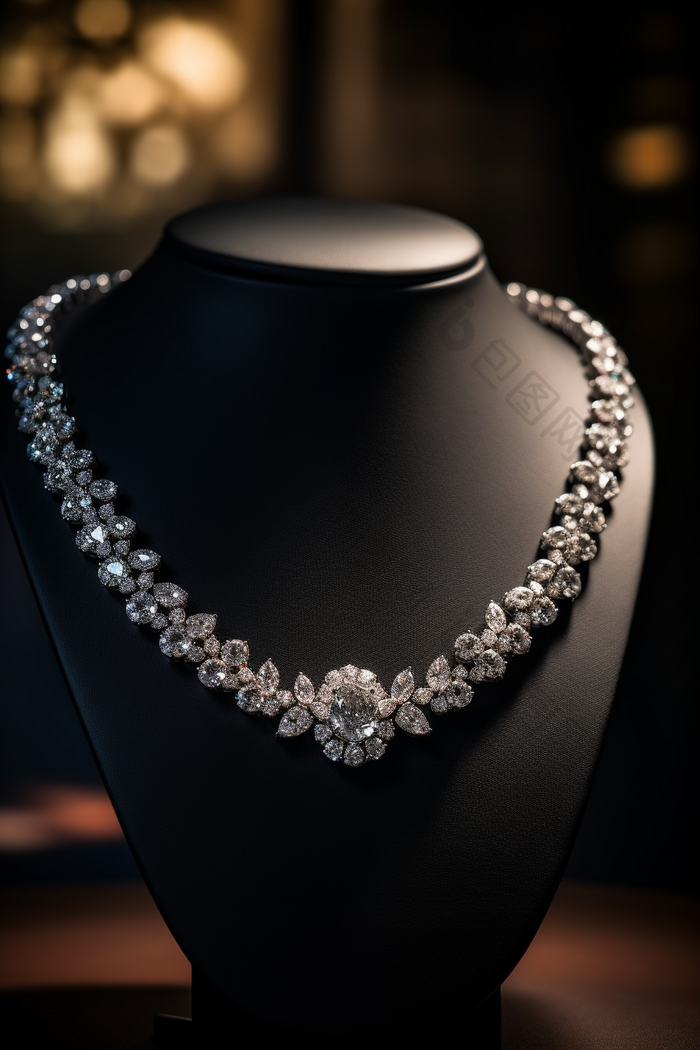 高级钻石项链展示珠宝产品
