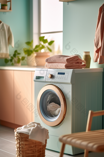 洗衣房的毛巾与洗衣液摄影图38