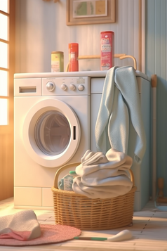 洗衣房的毛巾与洗衣液摄影图25