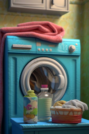 洗衣房的毛巾与洗衣液摄影图30