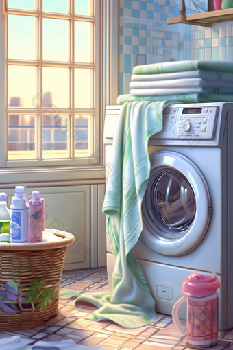 洗衣房的毛巾与洗衣液摄影图21