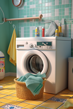洗衣房的毛巾与洗衣液摄影图6