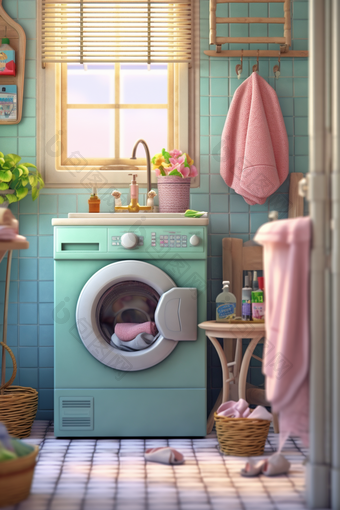 洗衣房的毛巾与洗衣液摄影图16