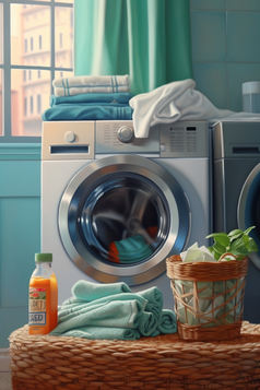 洗衣房的毛巾与洗衣液摄影图15