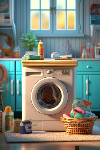 洗衣房的毛巾与洗衣液摄影图9