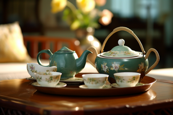 复古精美陶瓷茶具生活花朵