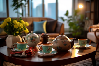 复古精美陶瓷茶具摄影图4