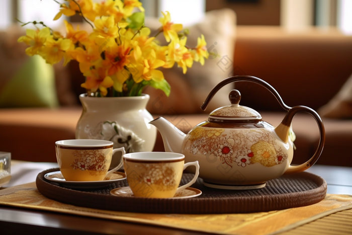 复古精美陶瓷茶具客厅花朵