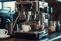 蒸汽研磨高级咖啡机摄影图45