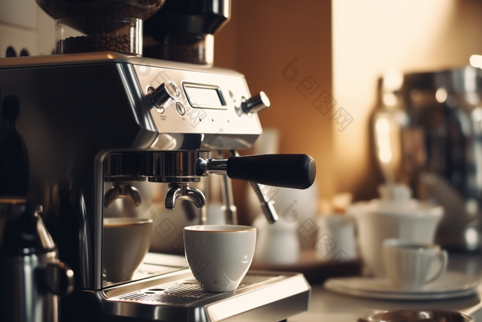 蒸汽研磨高级咖啡机摄影图40