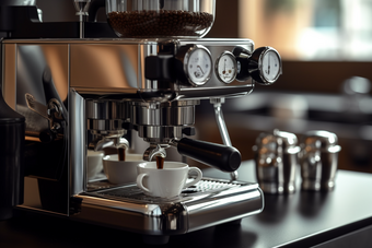 蒸汽研磨高级咖啡机摄影图25