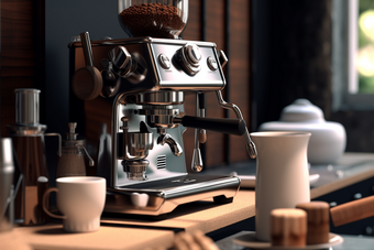 蒸汽研磨高级咖啡机摄影图22