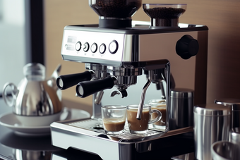 蒸汽研磨高级咖啡机摄影图29