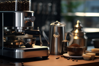蒸汽研磨高级咖啡机摄影图28