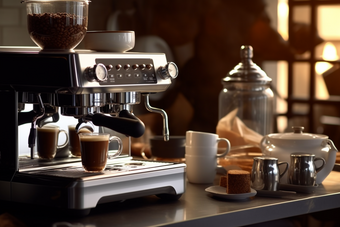 蒸汽研磨高级咖啡机摄影图42
