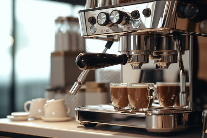 蒸汽研磨高级咖啡机摄影图7