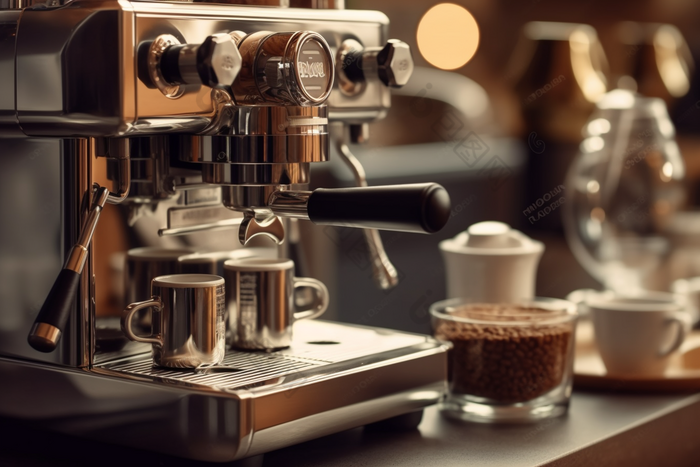 蒸汽研磨高级咖啡机摄影图3