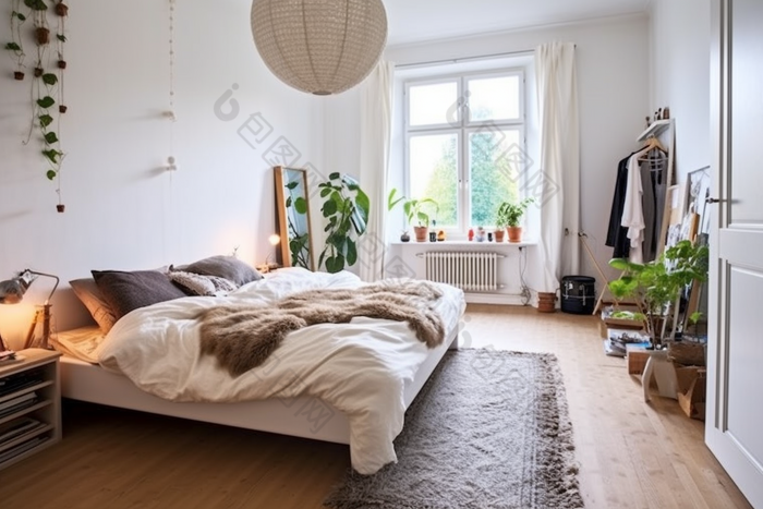 明亮温馨卧室图片-包图网