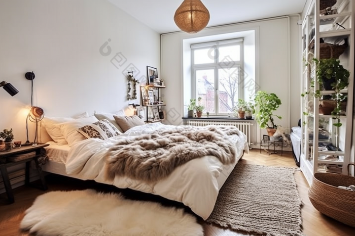 明亮温馨卧室图片-包图网