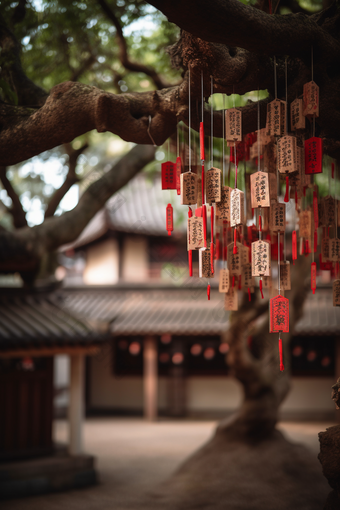 悬挂的祈福牌挂牌景区