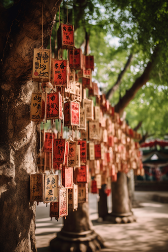 悬挂的<strong>祈福</strong>牌挂牌祝愿