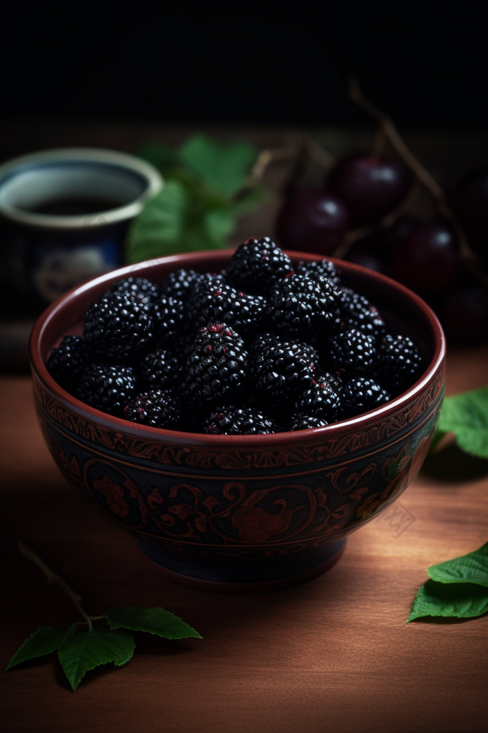 夏日的树莓水果盆子果盆