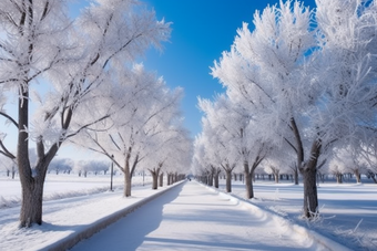 冬天白雪皑皑的公园学弟动物