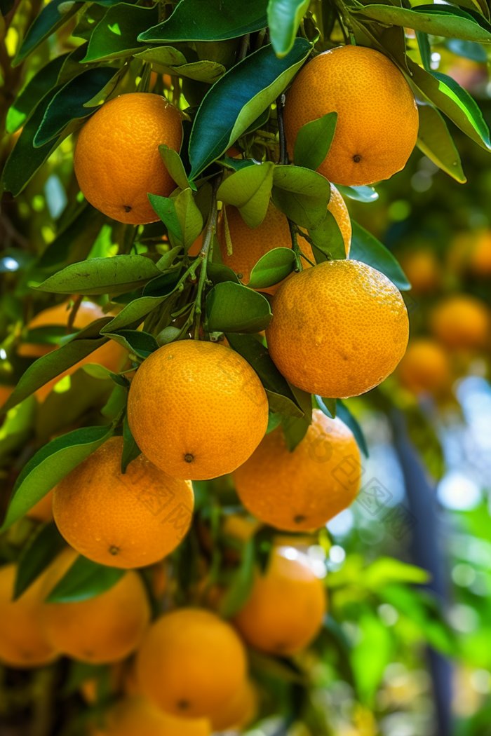 果园橙子树下的果实摄影图25