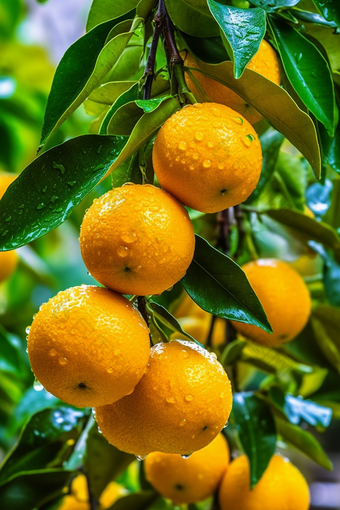 果园橙子树下的果实摄影图36