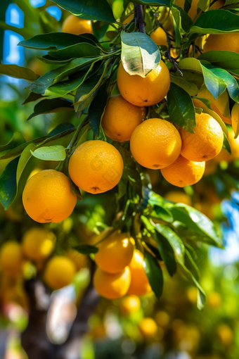 果园橙子树下的果实摄影图35