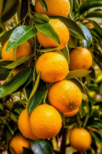 果园橙子树下的果实摄影图34