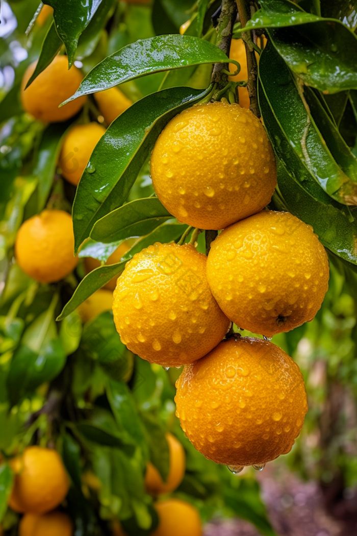 果园橙子树下的果实摄影图26