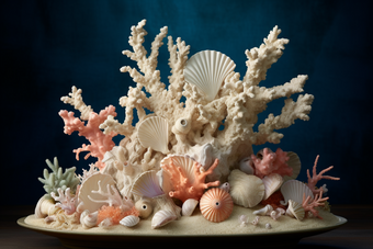 海洋<strong>贝壳</strong>珊瑚摆件摄影图8