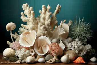 海洋贝壳珊瑚摆件摄影图21