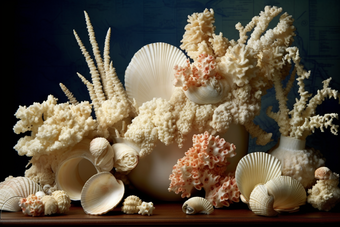<strong>海洋贝壳</strong>珊瑚摆件摄影图12
