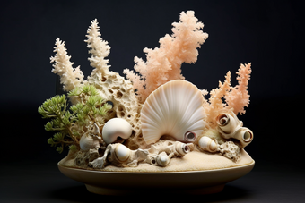 <strong>海洋贝壳</strong>珊瑚摆件摄影图13
