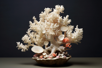 海洋<strong>贝壳</strong>珊瑚摆件摄影图2