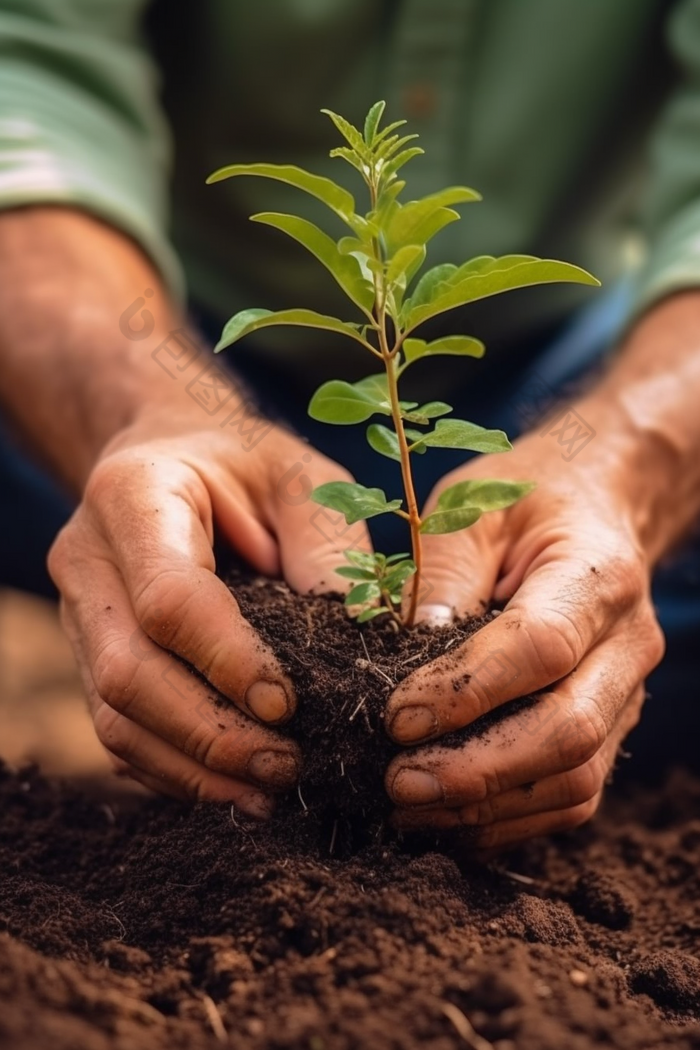 植树工作动手环境保护人种植