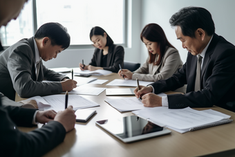 多人金融会议室内炒股投资