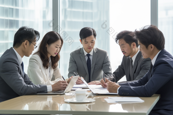 多人金融会议室内开会科技商务