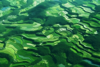 绿色稻田乡村发展植物振兴