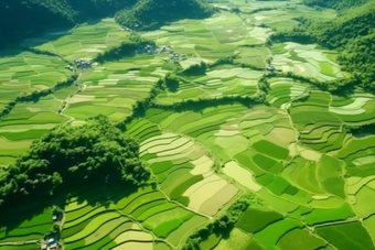 绿色稻田乡村发展农村玻璃田