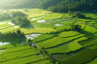 绿色稻田乡村发展农业经济